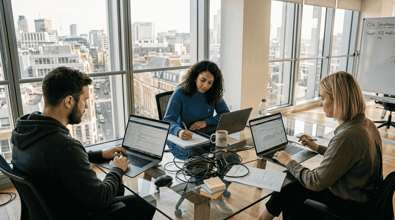 SEO team working in bright office - technical seo services