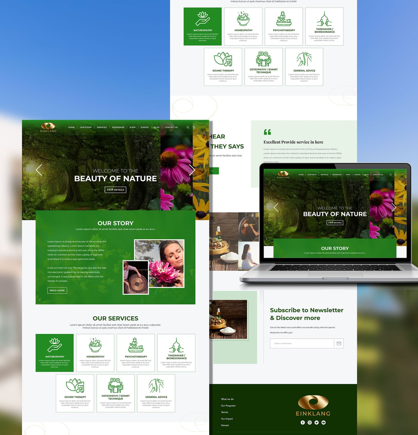 The Einklang website design shown on desktop and mobile