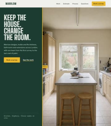 Concept kitchen and home renovation site by Invisio: a kitchen that transforms as you scroll and a live cost estimator